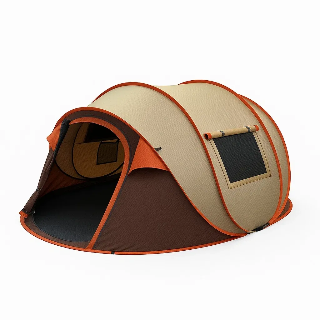Tente de camping en polyester beige et orange pour 2 personnes