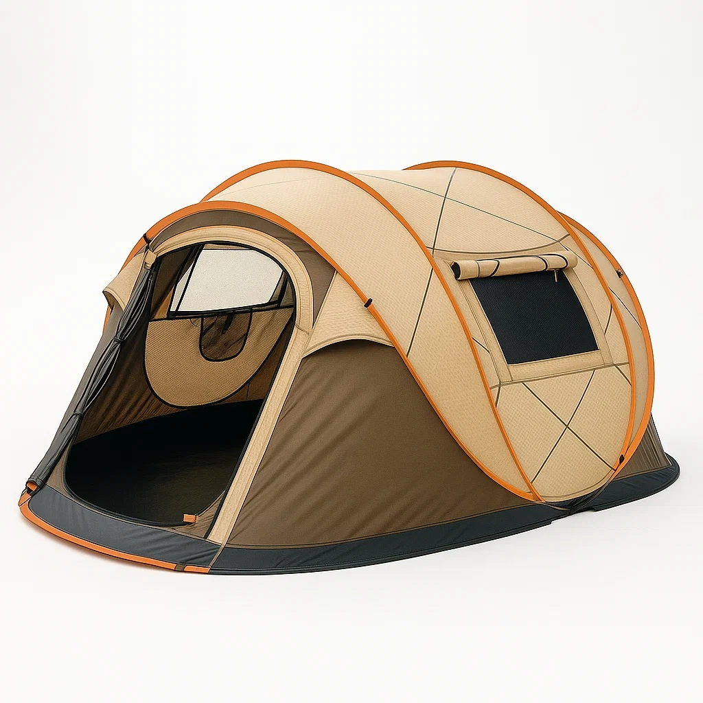 Tente de camping en polyester beige et marron 200x150x120 cm