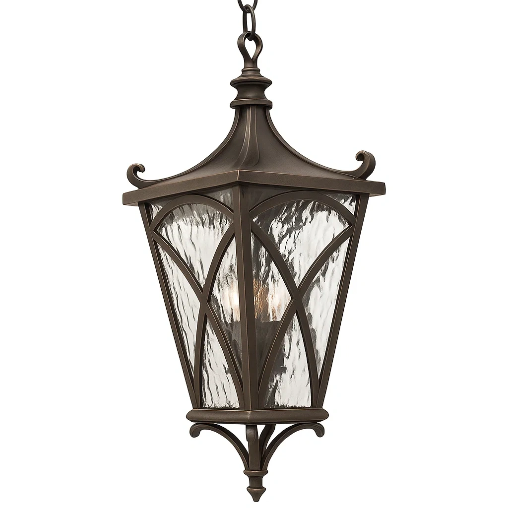Luminaire en métal bronze avec verre ondulé