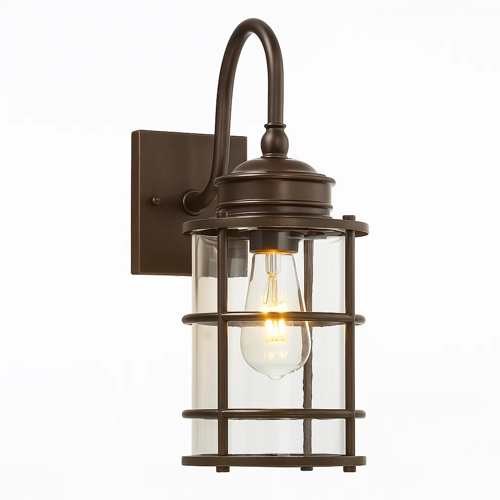 Luminaire applique murale en métal avec verre trempé transparent