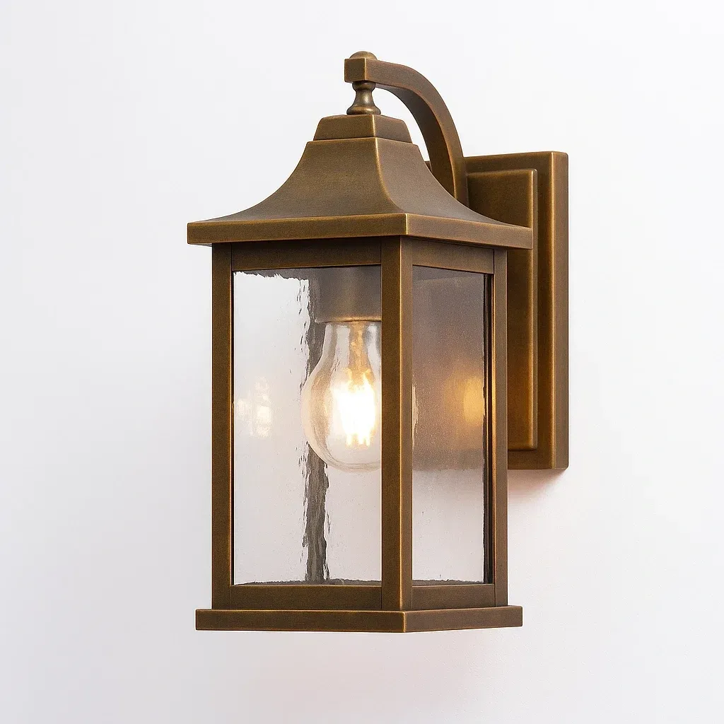 Luminaire applique murale en métal avec verre trempé bronze 15x15x30 cm