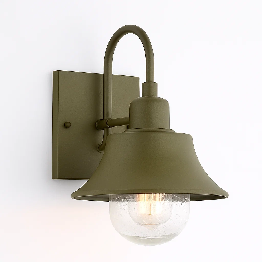 Luminaire applique murale en métal vert olive