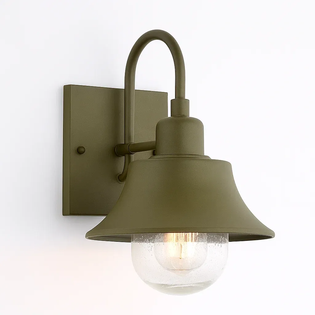 Luminaire applique murale en métal vert olive