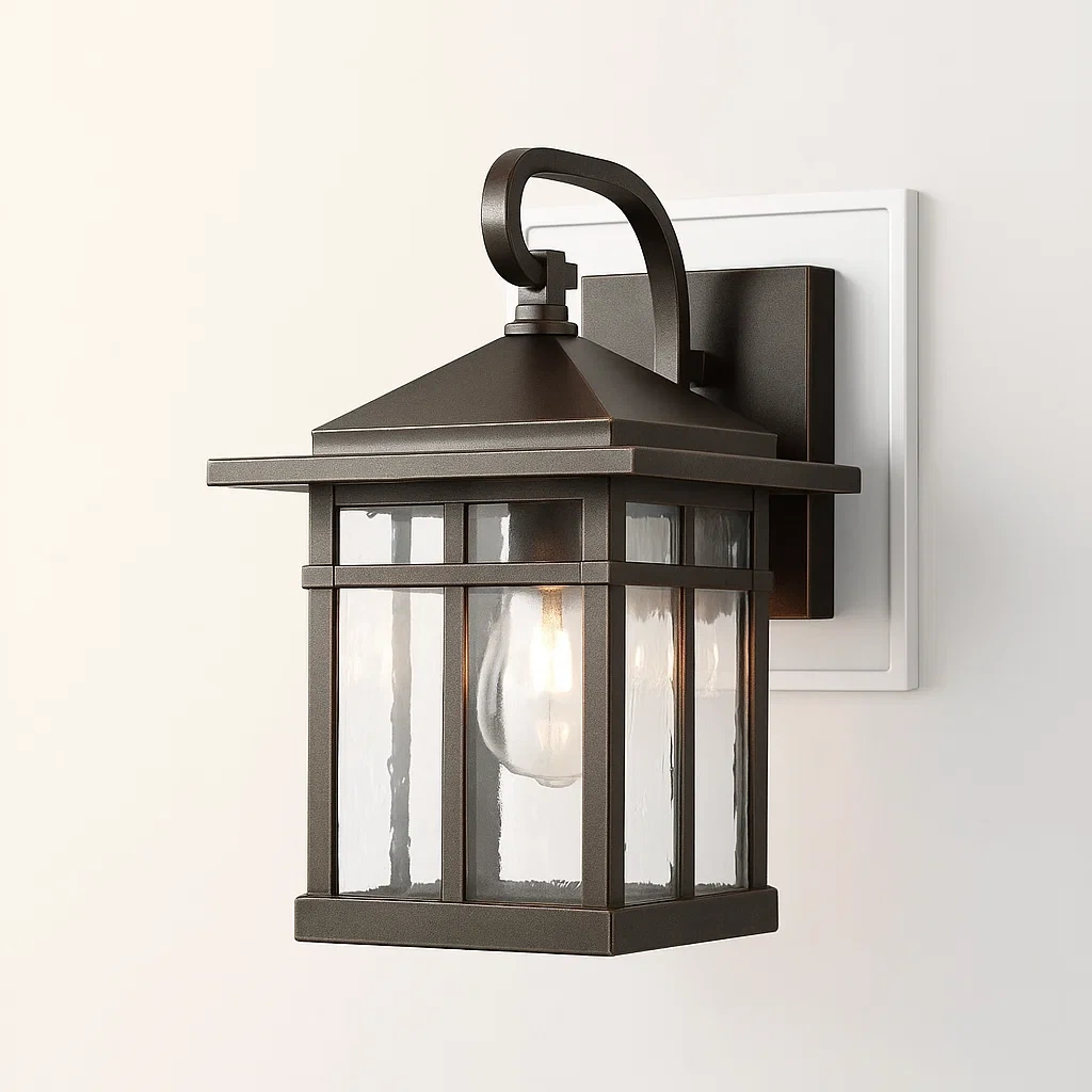 Luminaire applique murale en métal bronze avec verre transparent