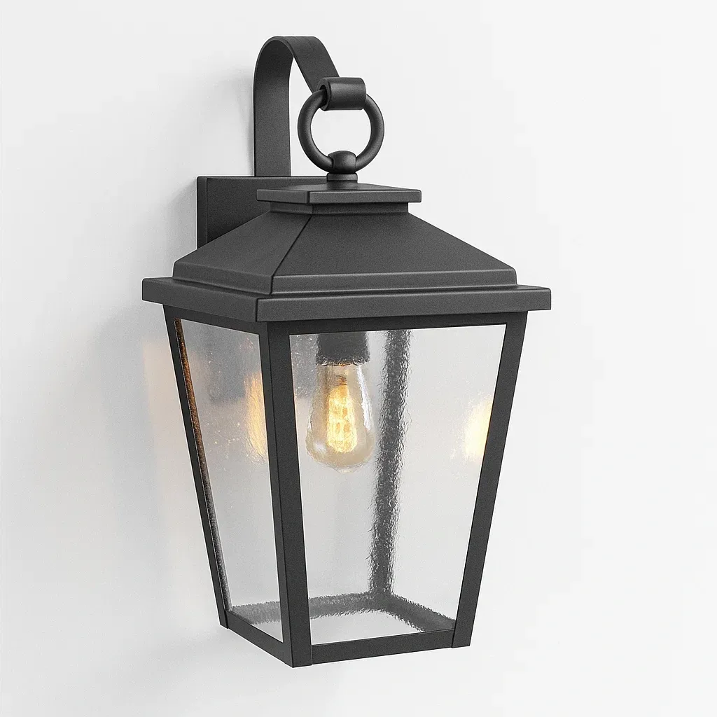 Luminaire applique murale en aluminium avec verre trempé 28x17x20 cm noir