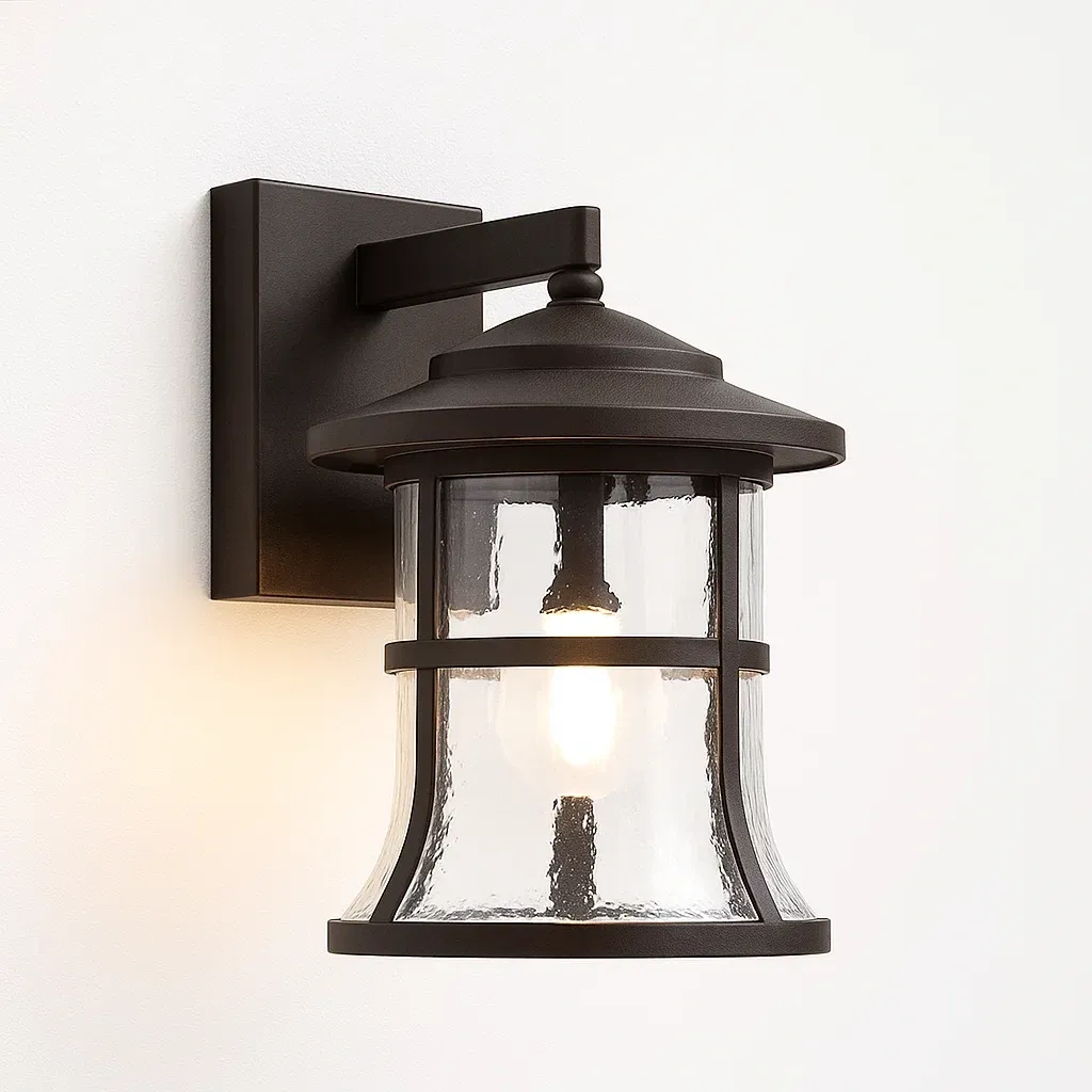 Luminaire applique murale en acier avec verre noir