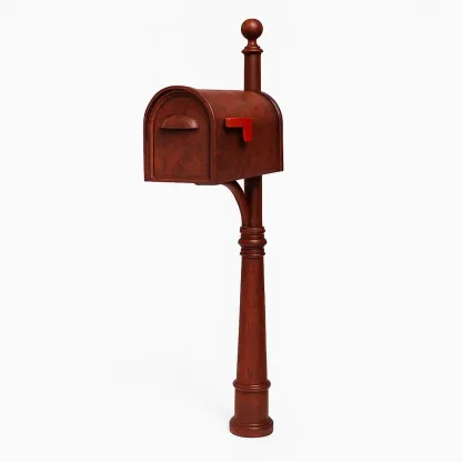 Boîte aux lettres en métal marron avec pied