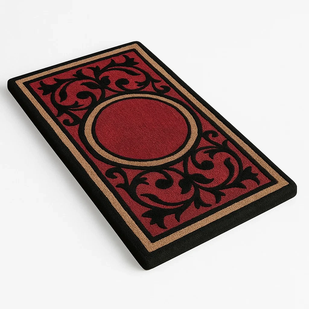 Tapis d'entrée rectangulaire en polypropylène rouge et noir 120x60 cm