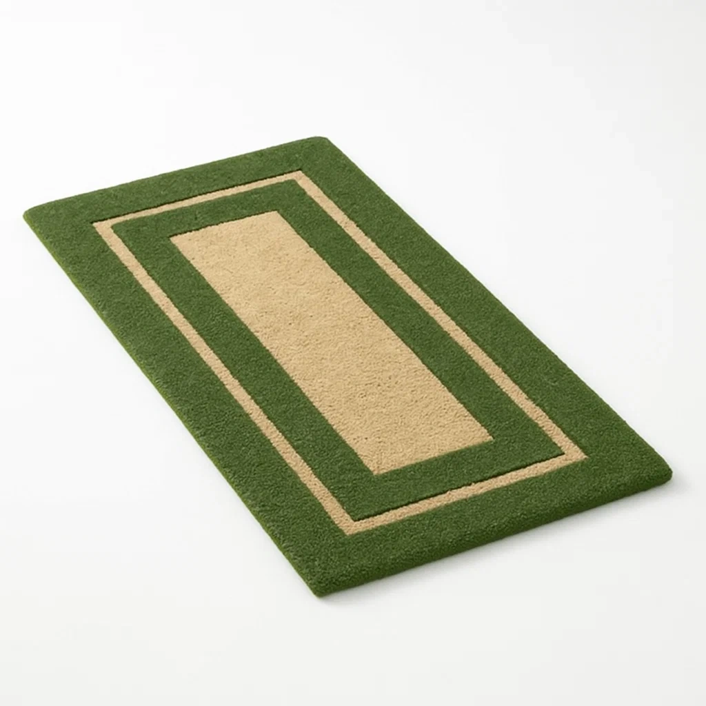 Tapis d'entrée rectangulaire en polypropylène vert et beige 100x60 cm