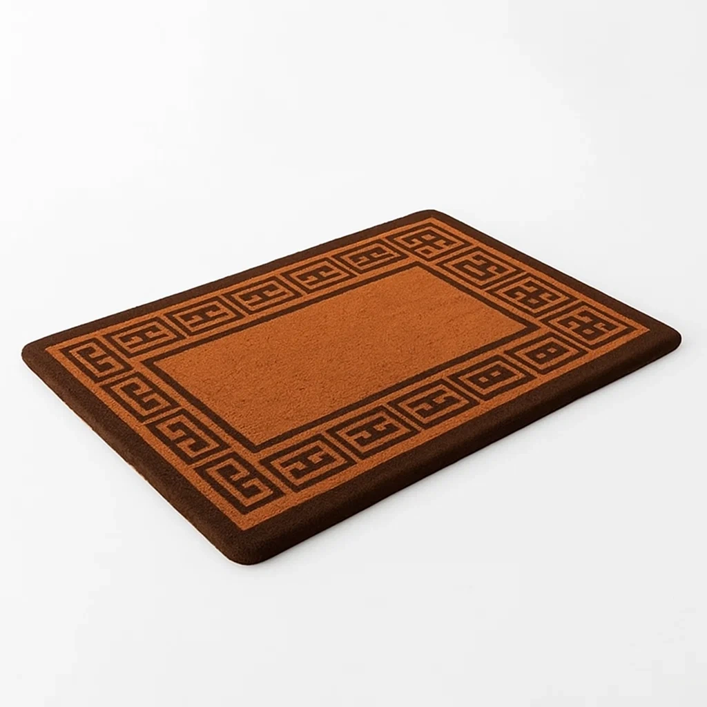 Tapis d'entrée en fibres de coco motif géométrique marron et orange 75x45 cm