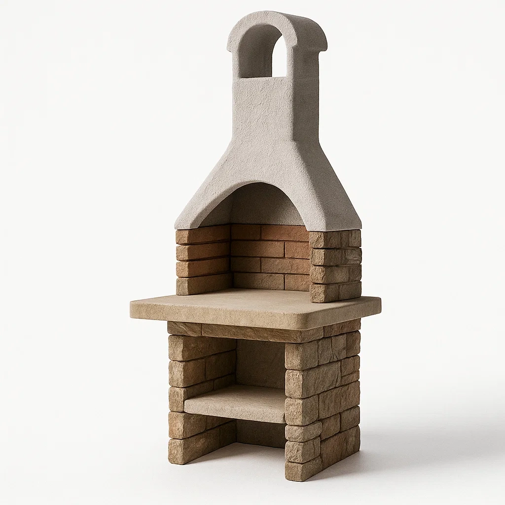 Barbecue en pierre réfractaire beige