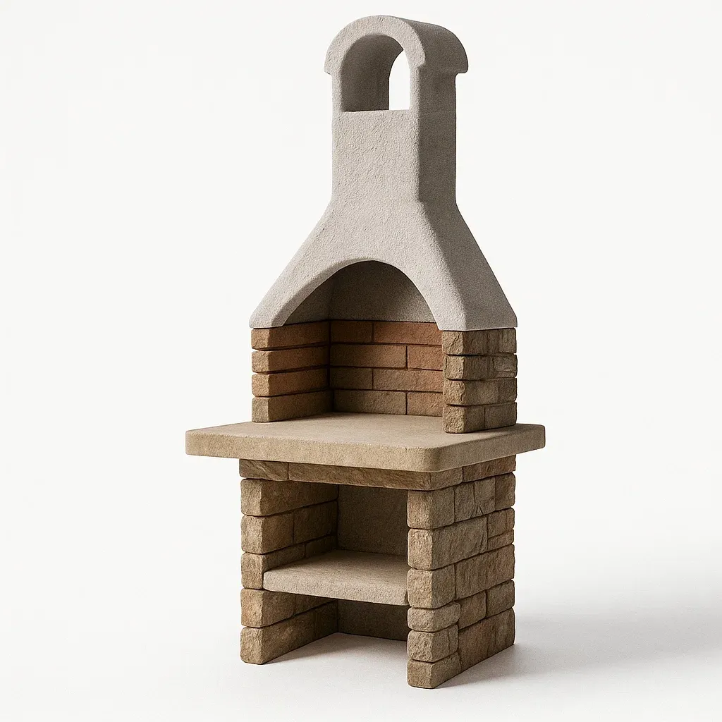 Barbecue en pierre réfractaire beige