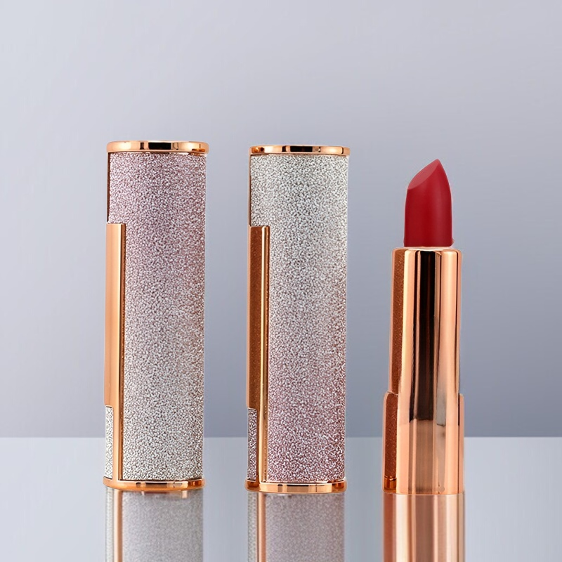 Luxury Rose Gold Matte Lipstick – Velvet Texture, Pearlescent Shine, Waterproof