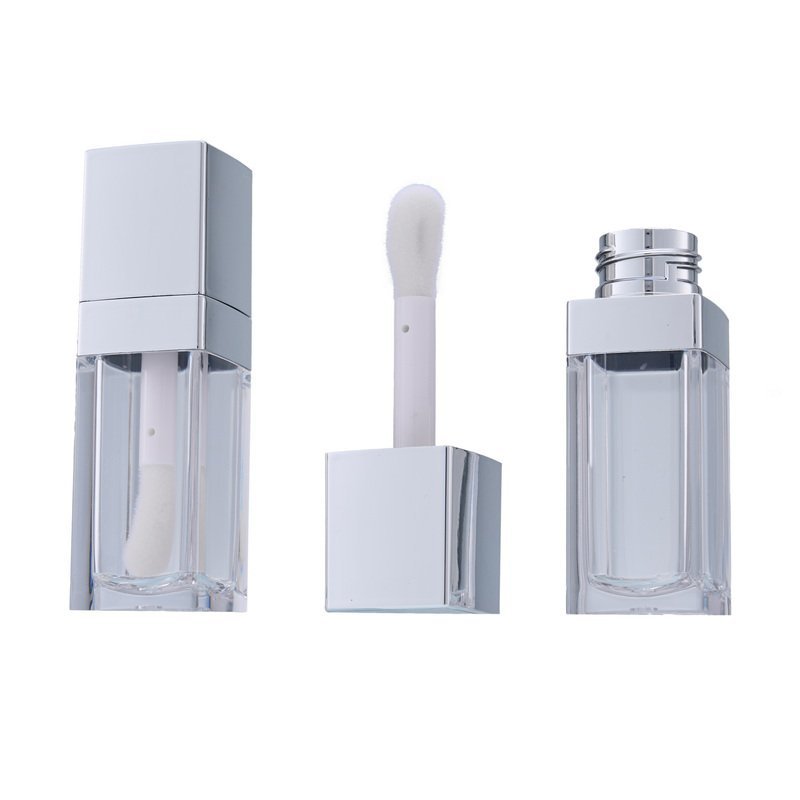 Premium Leak-Proof Silver Lip Glaze Tube with Big Applicator Wand | Cosmetic Packaging