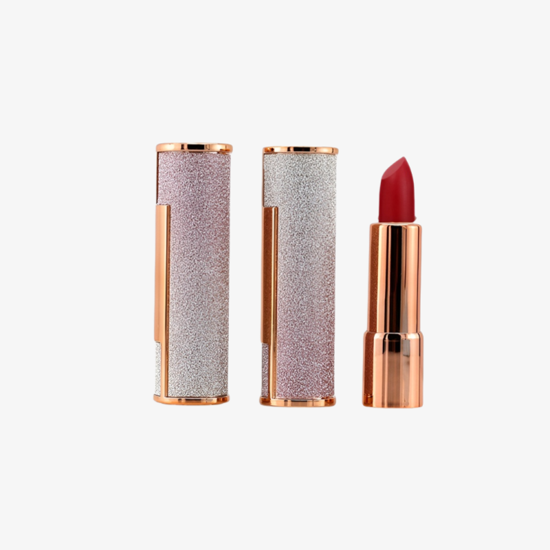 Luxury Rose Gold Matte Lipstick – Velvet Texture, Pearlescent Shine, Waterproof