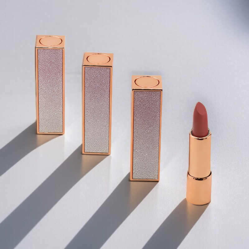 Luxury Rose Gold Matte Lipstick – Velvet Texture, Pearlescent Shine, Waterproof