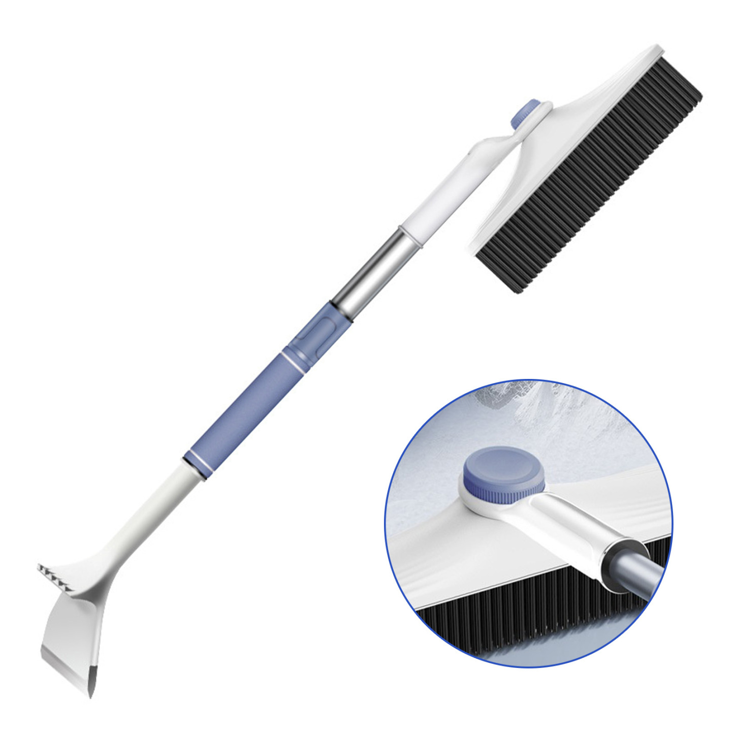 3-in-1 Telescopic Snow Brush & Ice Scraper - 360° Rotating Head Car Snow Removal Tool