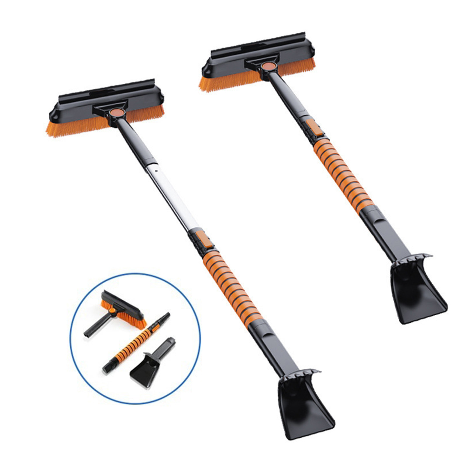 3-in-1 Detachable Snow Brush & Shovel - Telescopic Car Snow Removal Tool with 180° Rotating Head & EVA Grip