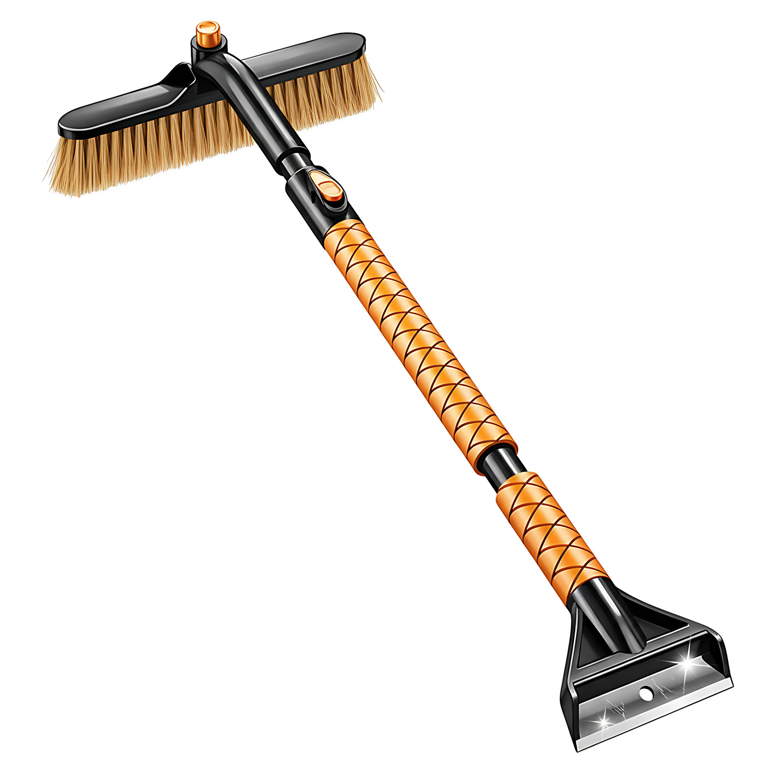 3-in-1 Telescoping Car Snow Brush & Scraper - Rotatable, Scratch-Free Winter Snow/Ice Removal Tool