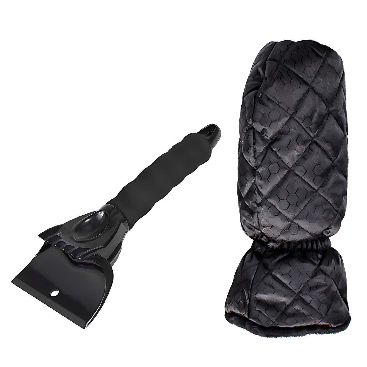 Car Snow Shovel with Warm Fleece Sleeve – Paint-Safe Winter Ice/Snow Removal Tool