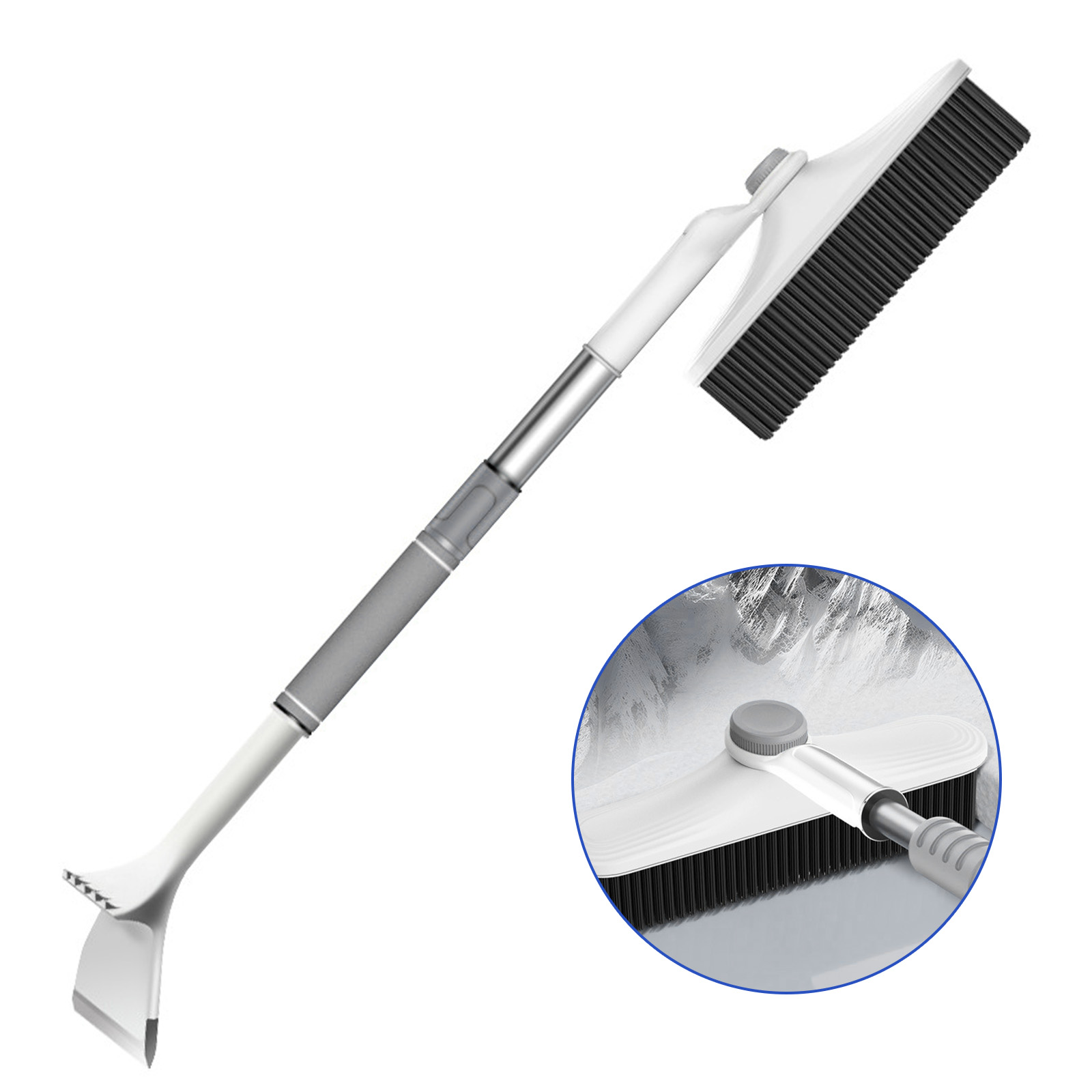 3-in-1 Telescopic Snow Brush & Ice Scraper - 360° Rotating Head Car Snow Removal Tool