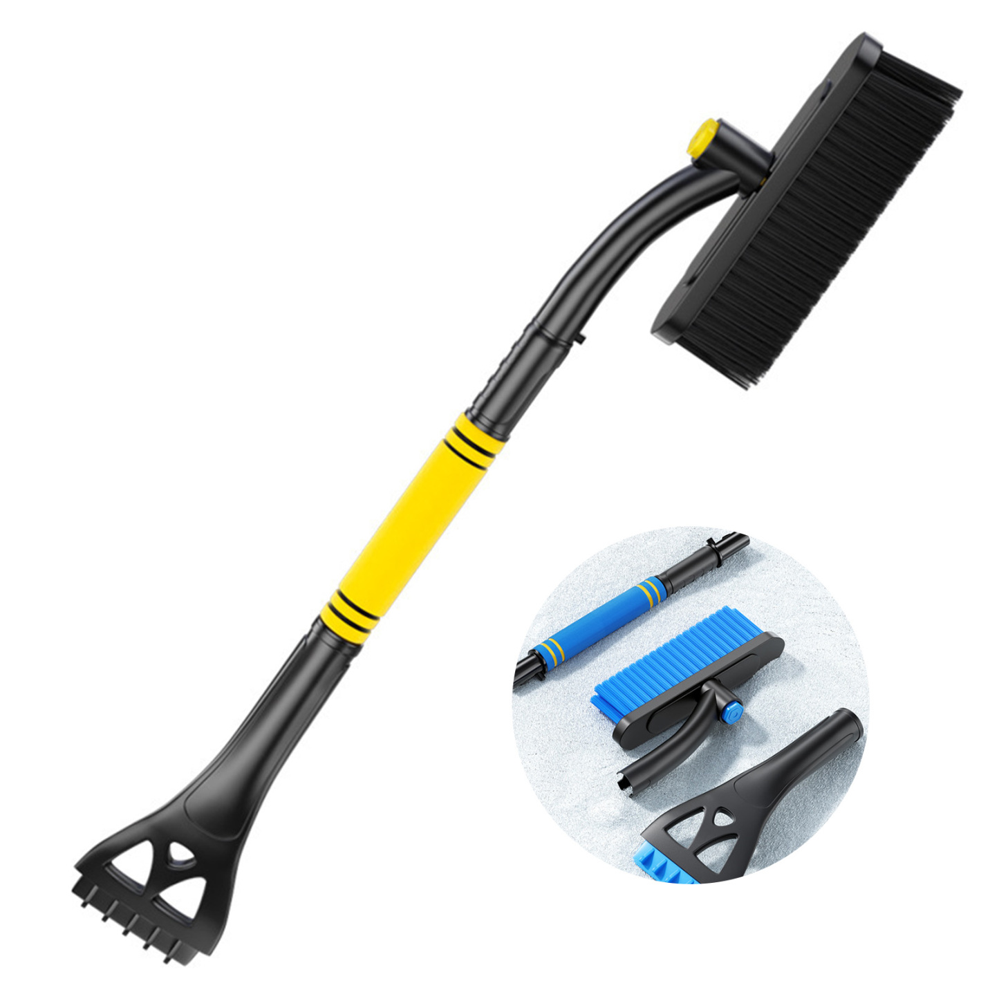 3-in-1 Telescopic Car Snow Brush - 360° Rotating Head & Paint-Safe Ice Scraper