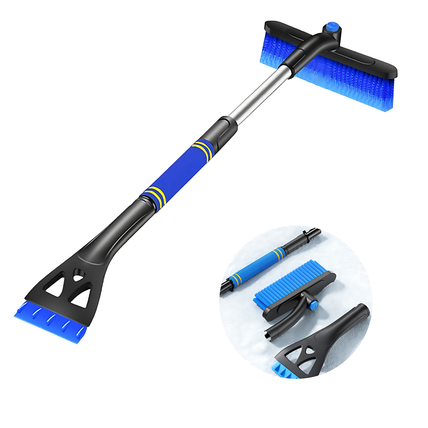 3-in-1 Telescopic Car Snow Brush - 360° Rotating Head & Paint-Safe Ice Scraper