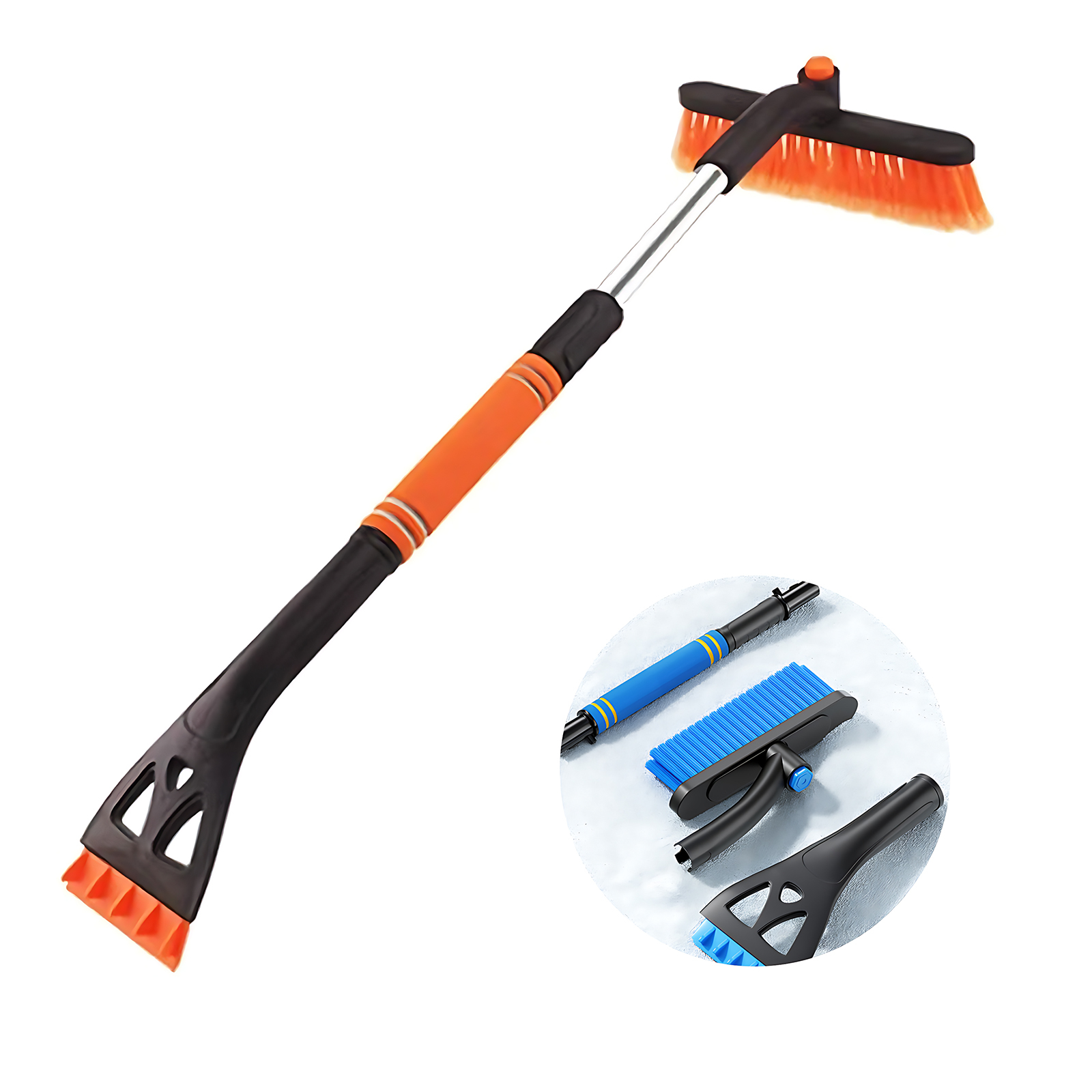 3-in-1 Telescopic Car Snow Brush - 360° Rotating Head & Paint-Safe Ice Scraper
