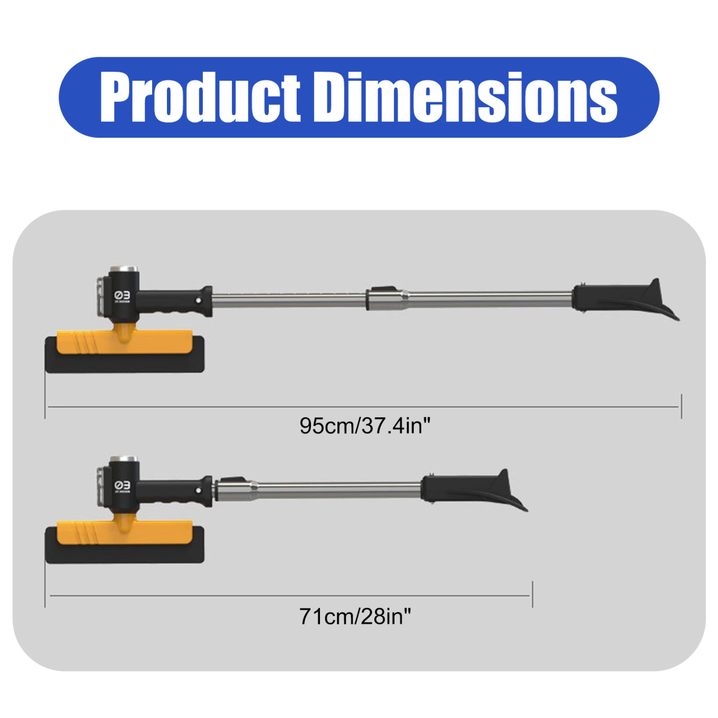 3-in-1 Telescopic Car Snow Brush - 360° Rotating Head & 5-Tine Ice Shovel (Non-Illuminated)