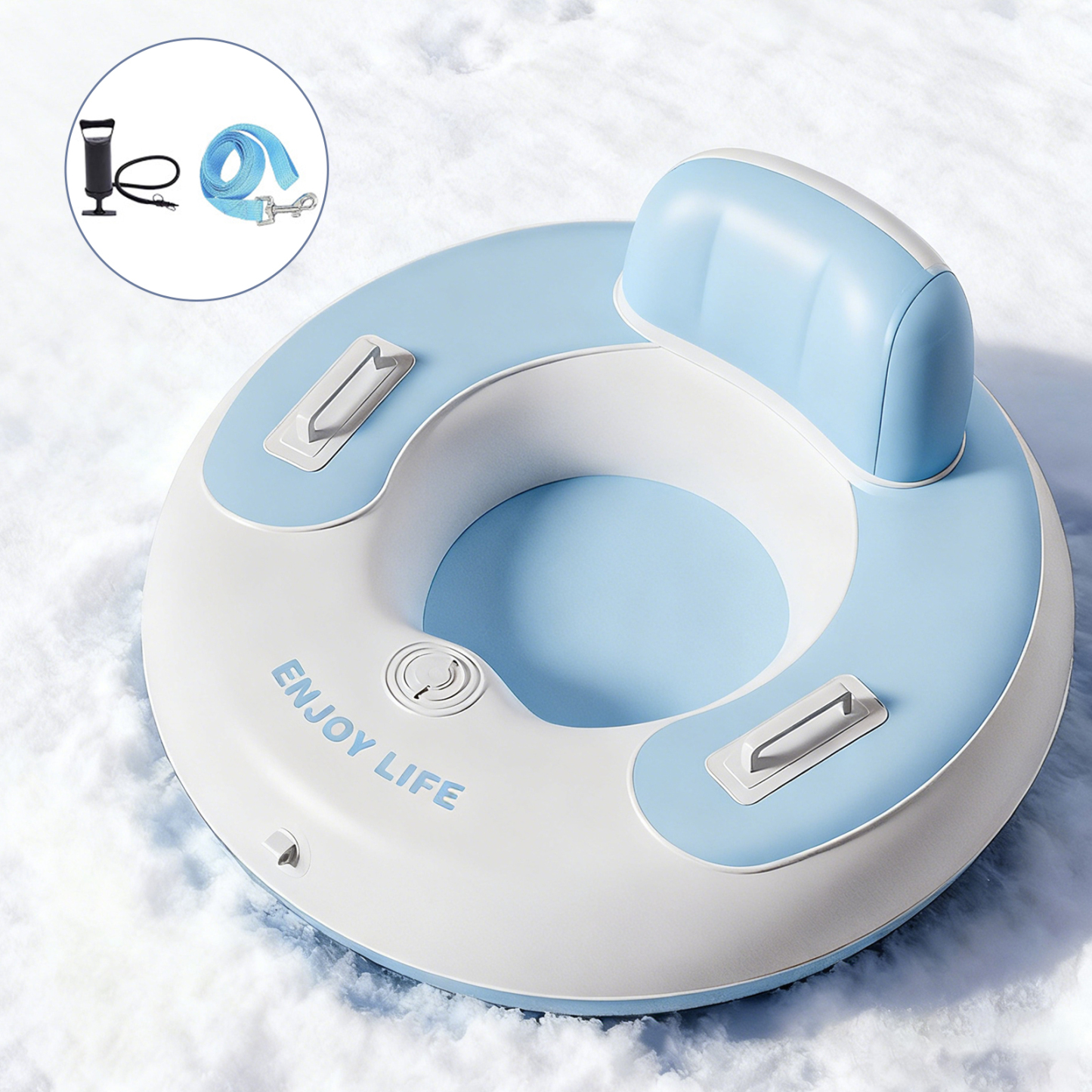 Bear-Shaped Large Backrest Snow Tube – Parent-Child Winter Sledding Tube with Quick Inflation