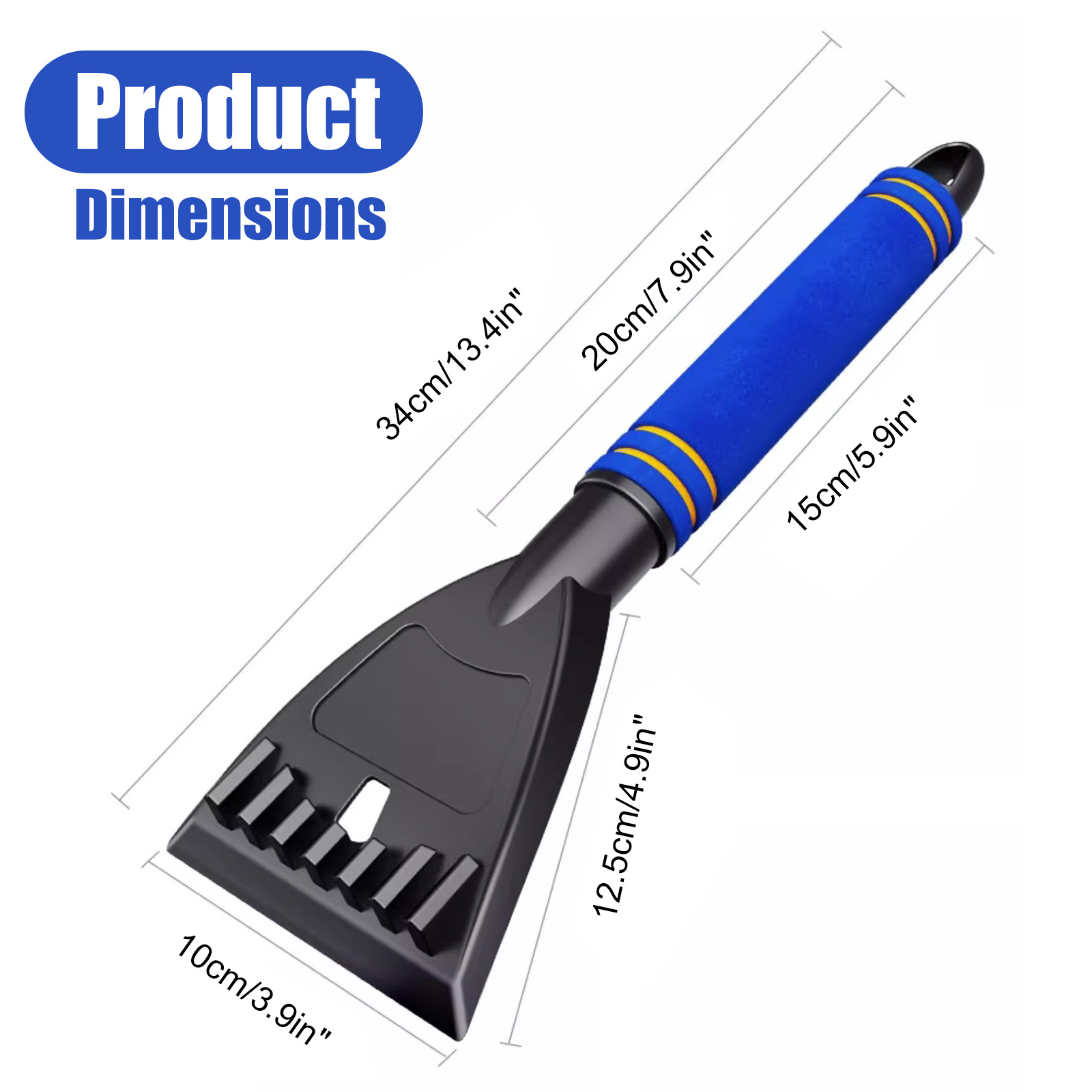 Car Snow Scraper - Thickened Non-Scratch Blade with Anti-Slip Foam Handle for Snow/Ice/Frost Removal