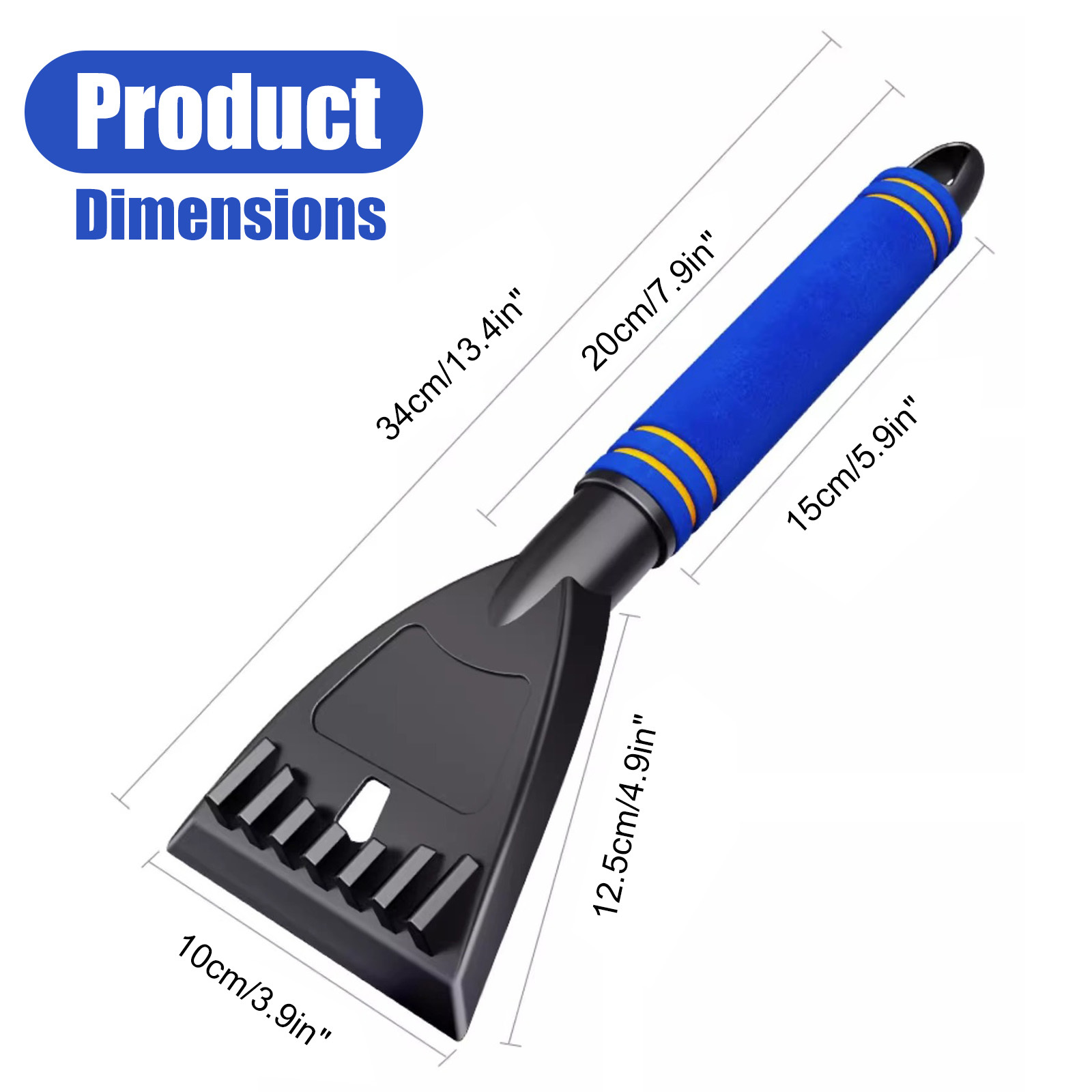 Car Snow Scraper - Thickened Non-Scratch Blade with Anti-Slip Foam Handle for Snow/Ice/Frost Removal