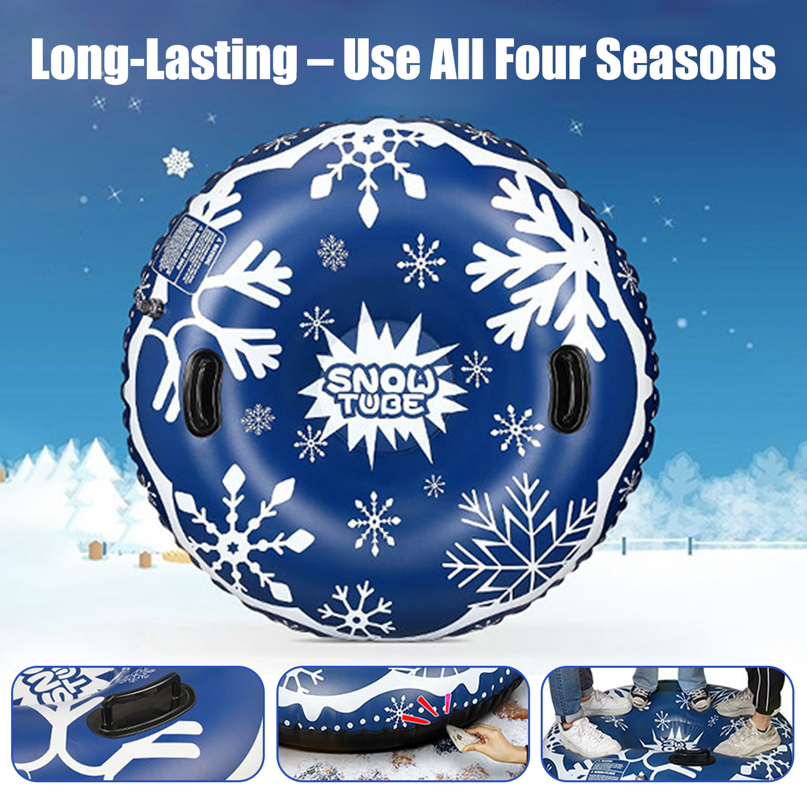 47in Heavy-Duty Snow Tube – Quick-Inflation Winter Sledding Tube for Family Fun