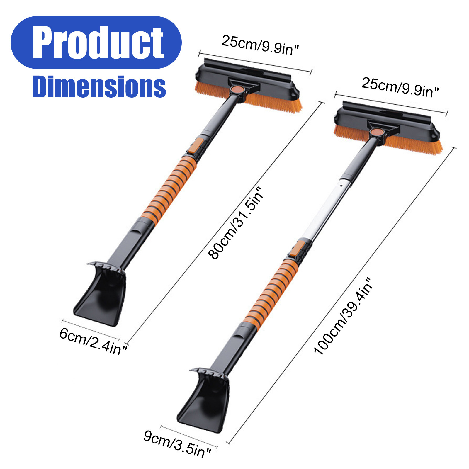 3-in-1 Detachable Snow Brush & Shovel - Telescopic Car Snow Removal Tool with 180° Rotating Head & EVA Grip