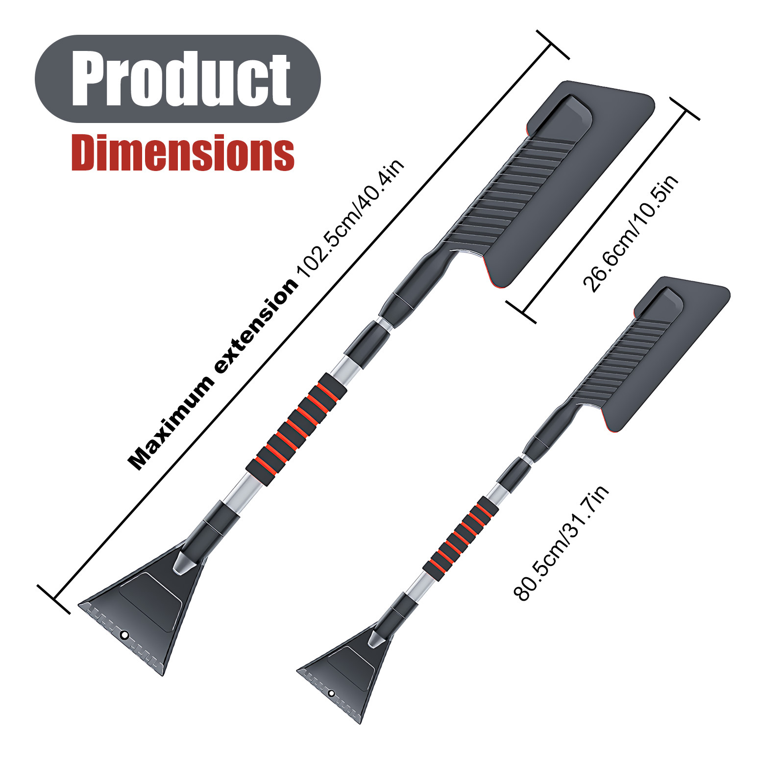 Telescoping 3-in-1 Car Snow Brush & Scraper - Scratch-Free EVA Head for Winter Vehicle Snow/Ice Removal