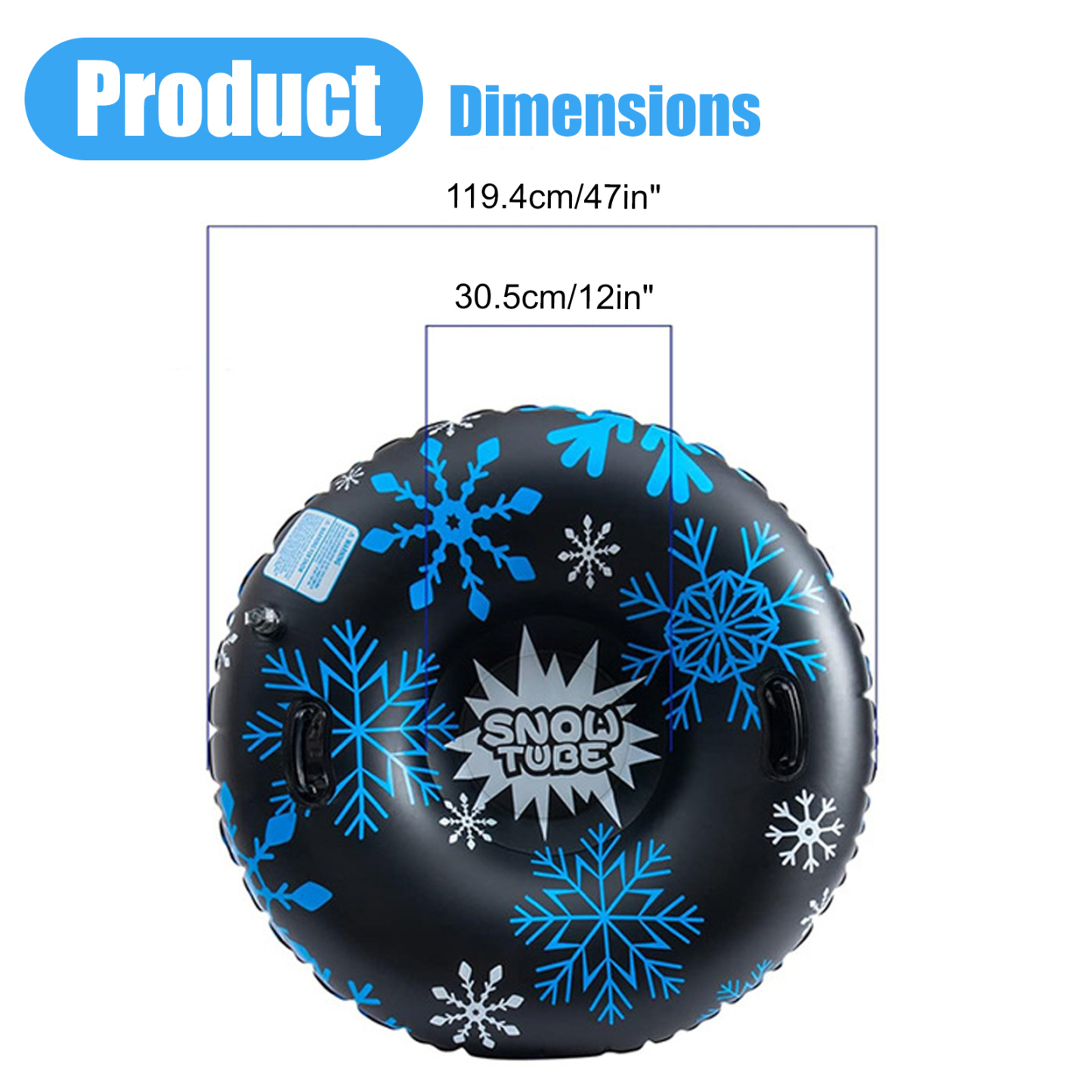 47in Heavy-Duty Snow Tube – Quick-Inflation Winter Sledding Tube for Family Fun