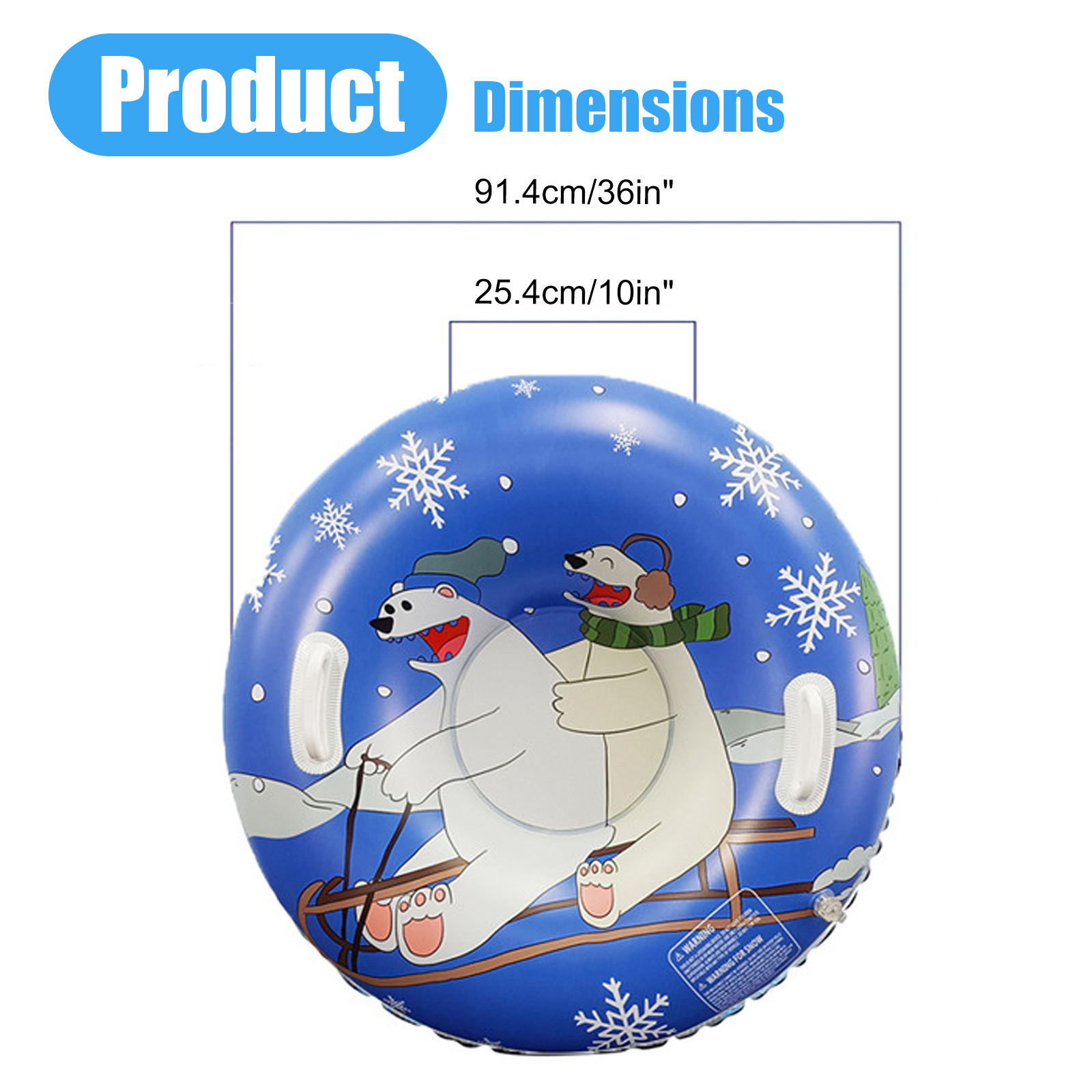 36in Thickened PVC Snow Tube – Quick-Inflation Winter Sledding Tube for Kids & Teens BTSS29I