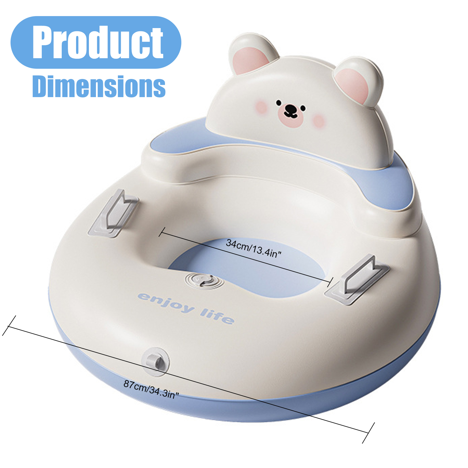 Bear-Shaped Large Backrest Snow Tube – Parent-Child Winter Sledding Tube with Quick Inflation