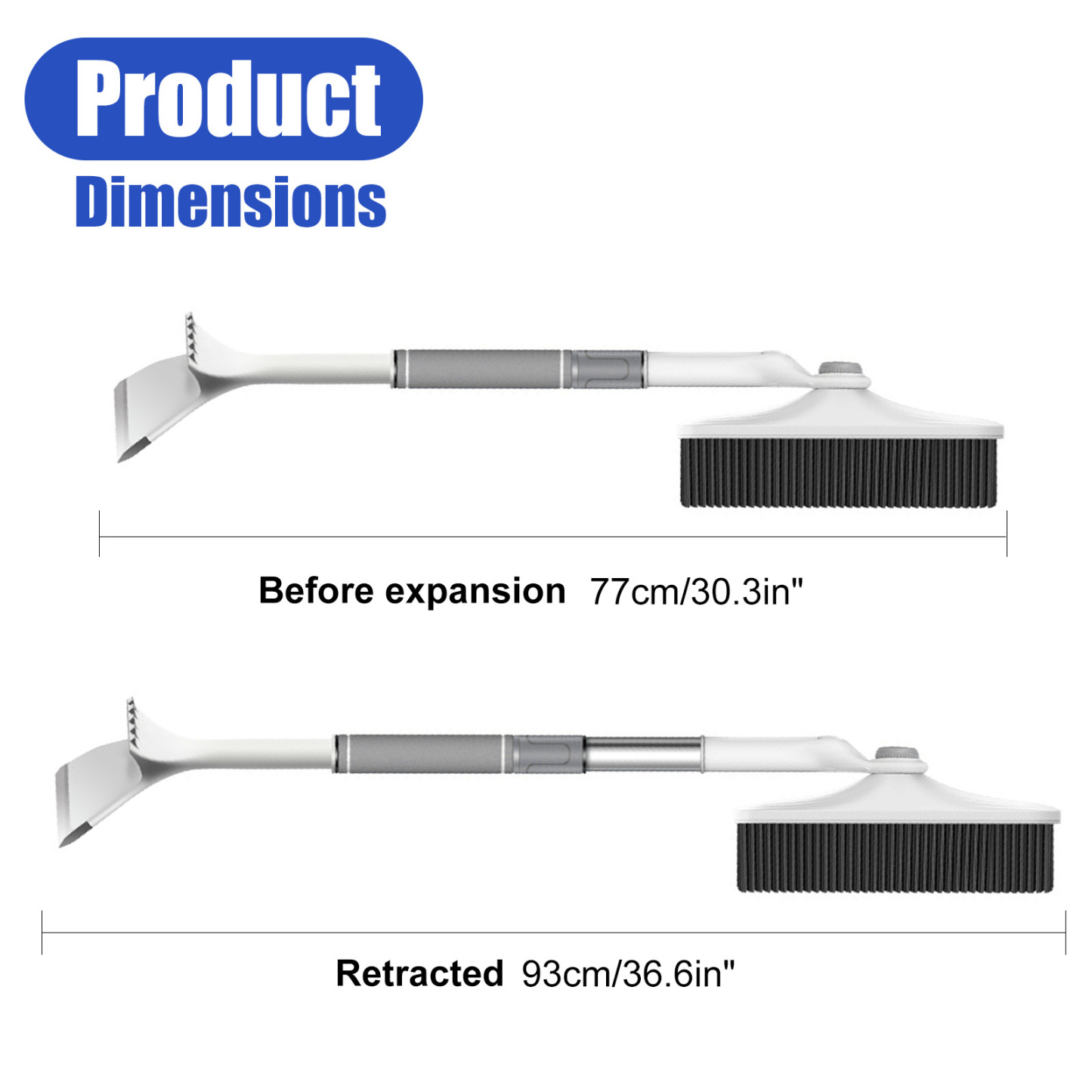 3-in-1 Telescopic Snow Brush & Ice Scraper - 360° Rotating Head Car Snow Removal Tool