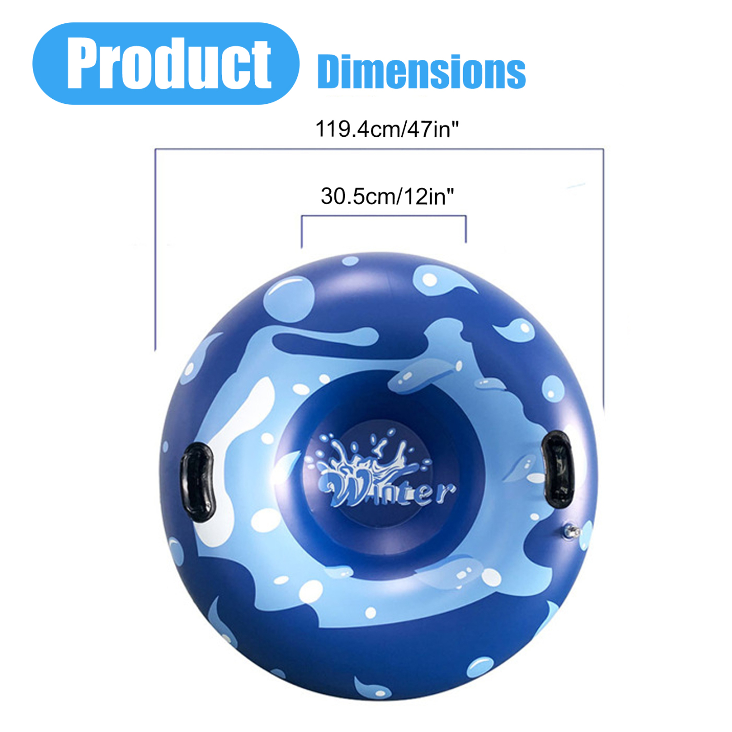 47in Heavy-Duty Snow Tube – Quick-Inflation Winter Sledding Tube for Family Fun BTSS29B