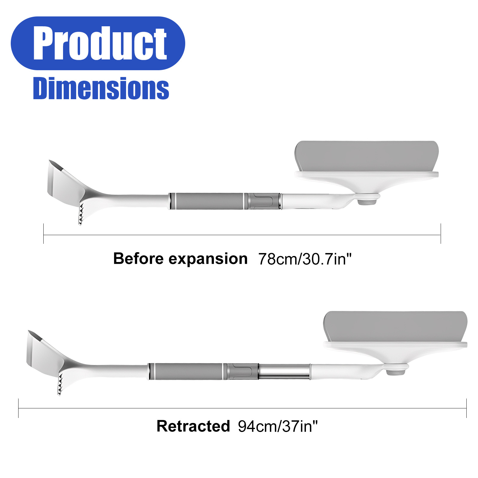 3-in-1 Telescopic Car Snow Removal Tool - Soft Sponge Head Snow Brush & Ice Scraper