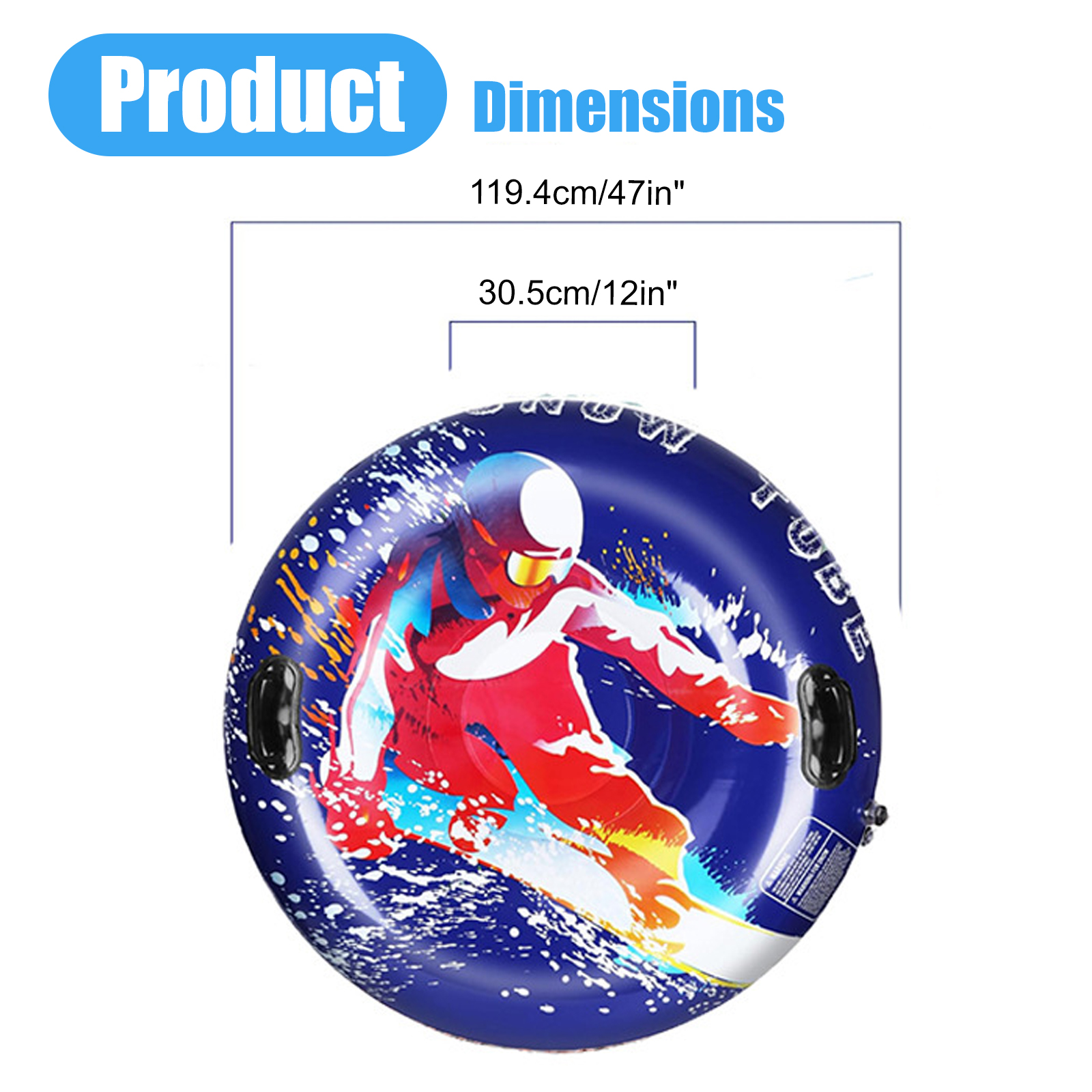 47in Heavy-Duty Snow Tube – Quick-Inflation Winter Sledding Tube for Family Fun BTSS29D
