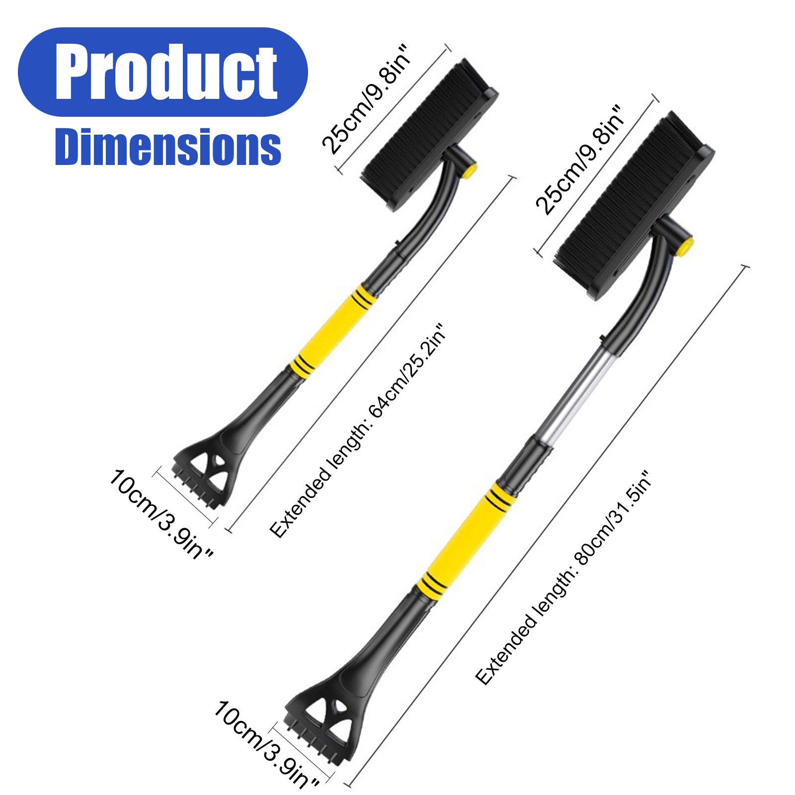 3-in-1 Telescopic Car Snow Brush - 360° Rotating Head & Paint-Safe Ice Scraper