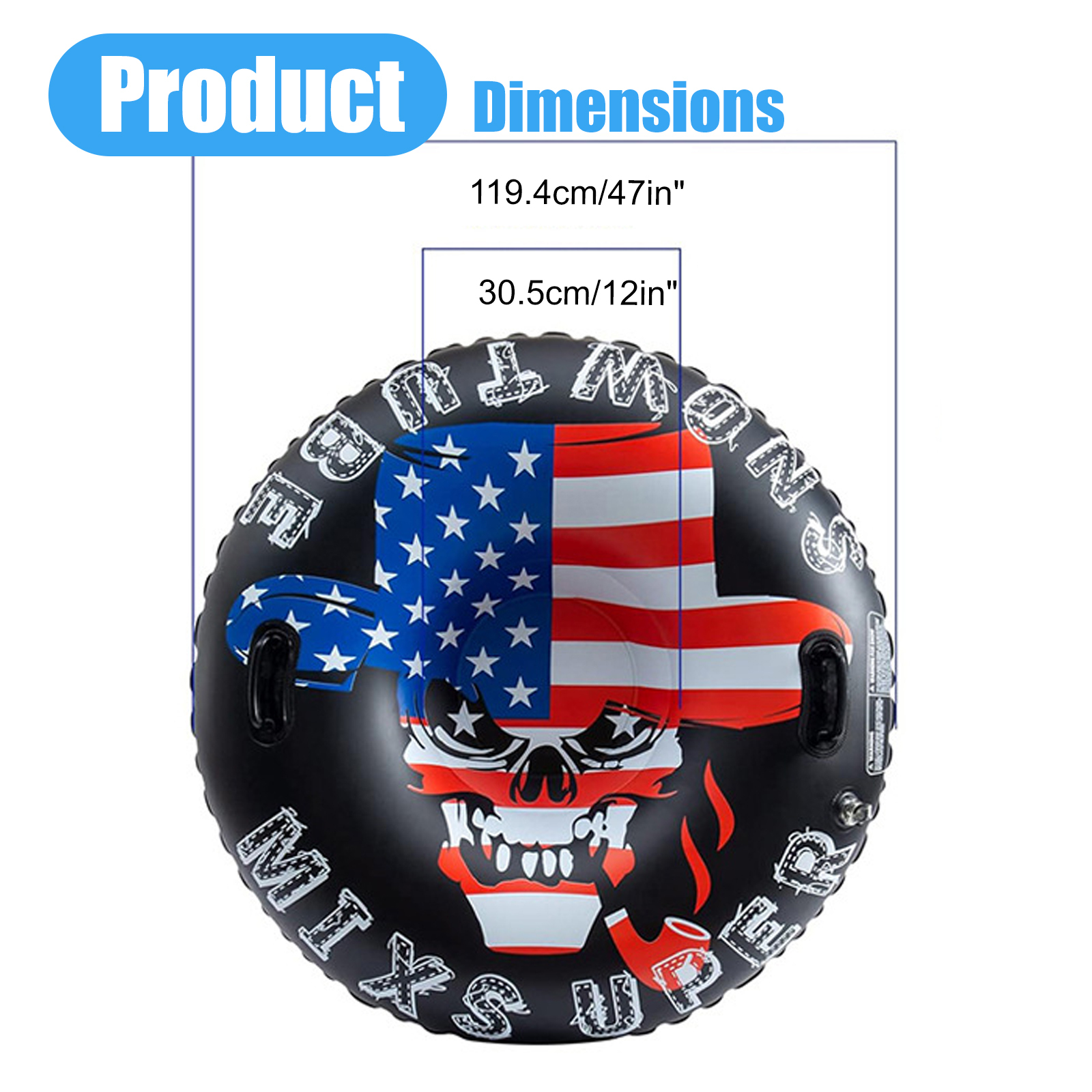 47in Heavy-Duty Snow Tube – Quick-Inflation Winter Sledding Tube for Family Fun BTSS29E