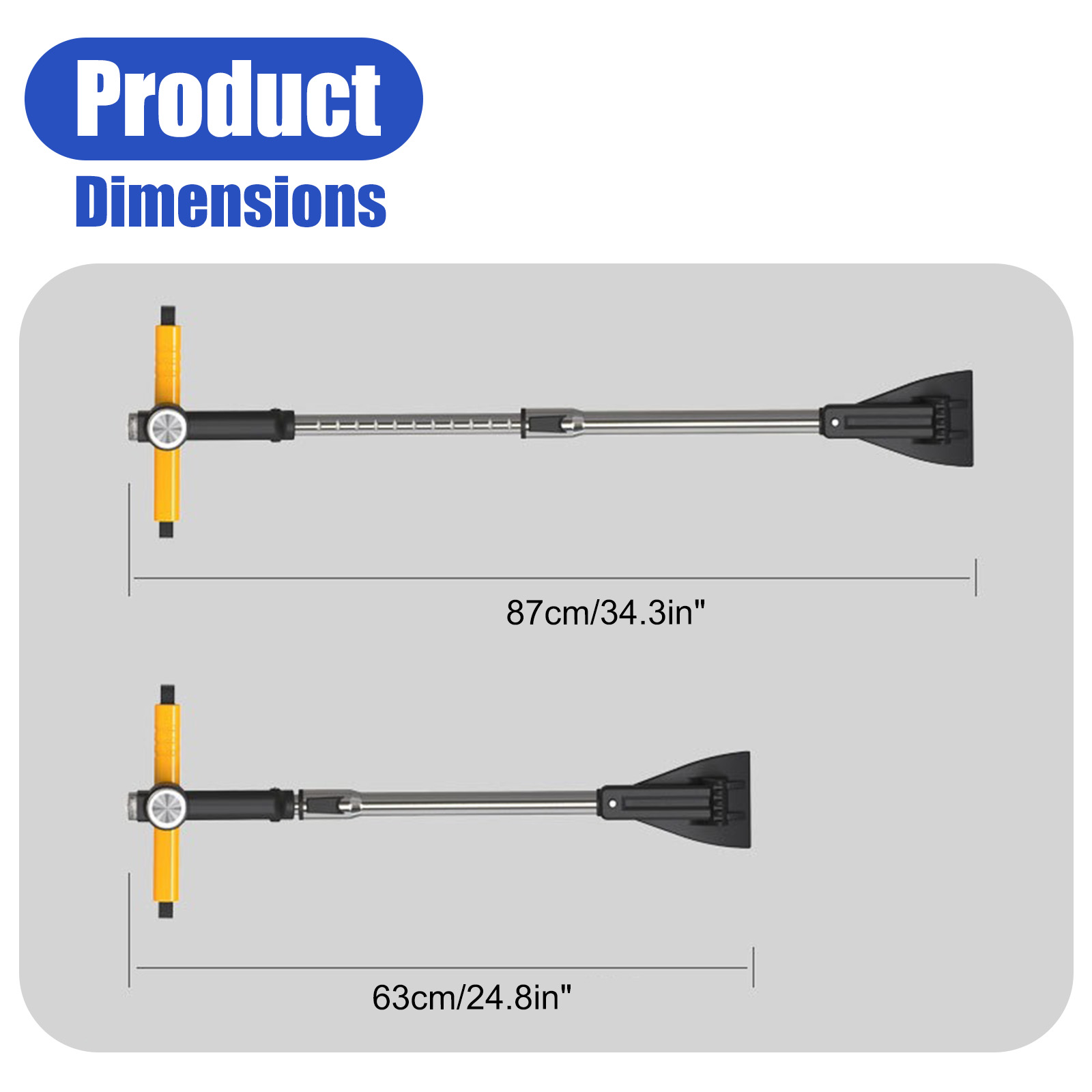 3-in-1 Telescopic Car Snow Brush - 360° Rotating Head & 5-Tine Ice Shovel (Non-Illuminated)