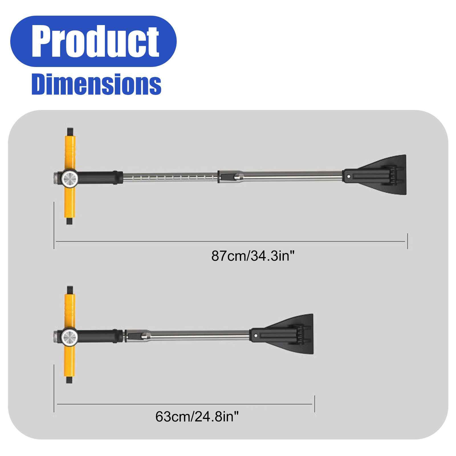 3-in-1 Telescopic Car Snow Brush - 360° Rotating Head & 5-Tine Ice Shovel (Non-Illuminated)