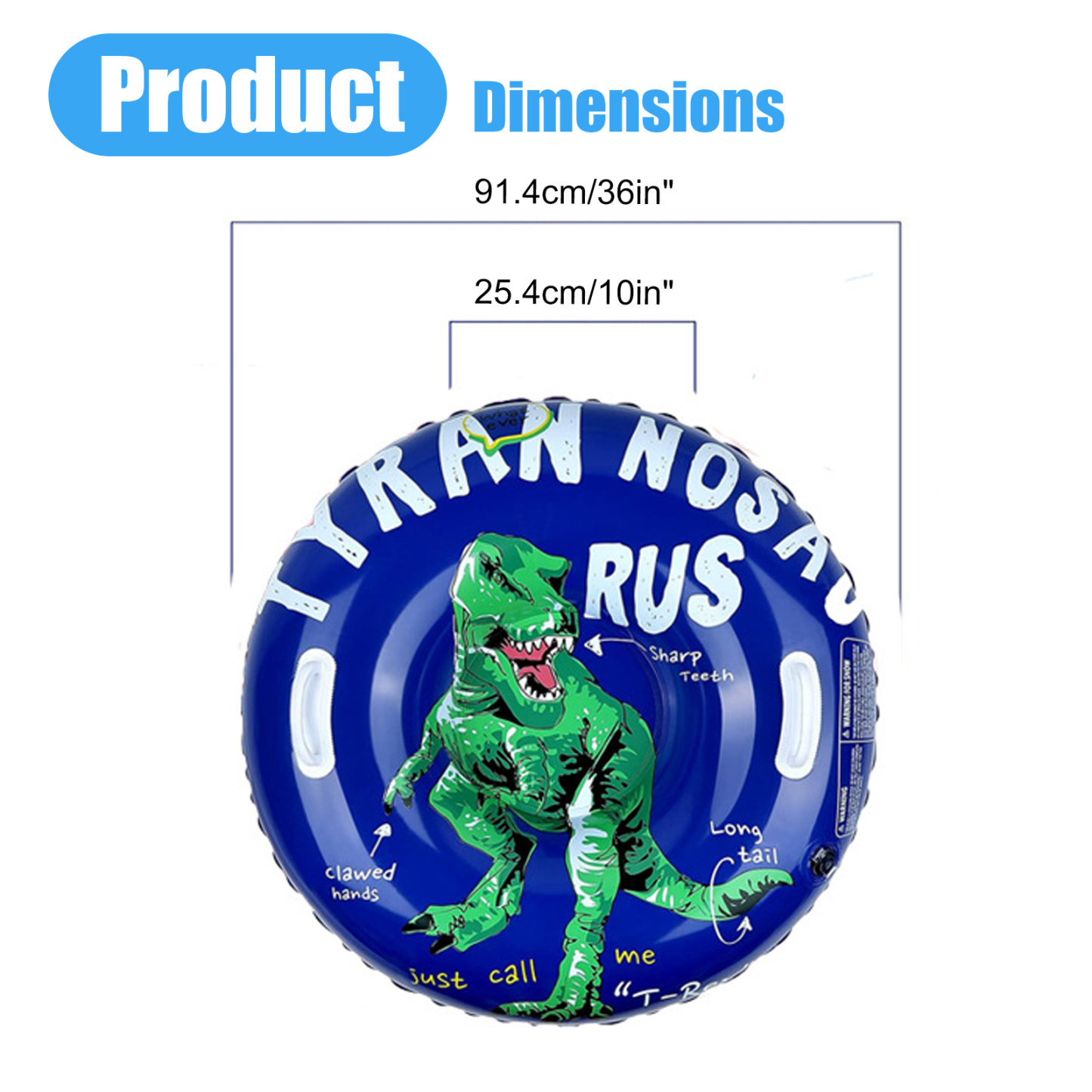 36in Thickened PVC Snow Tube – Quick-Inflation Winter Sledding Tube for Kids & Teens BTSS29G