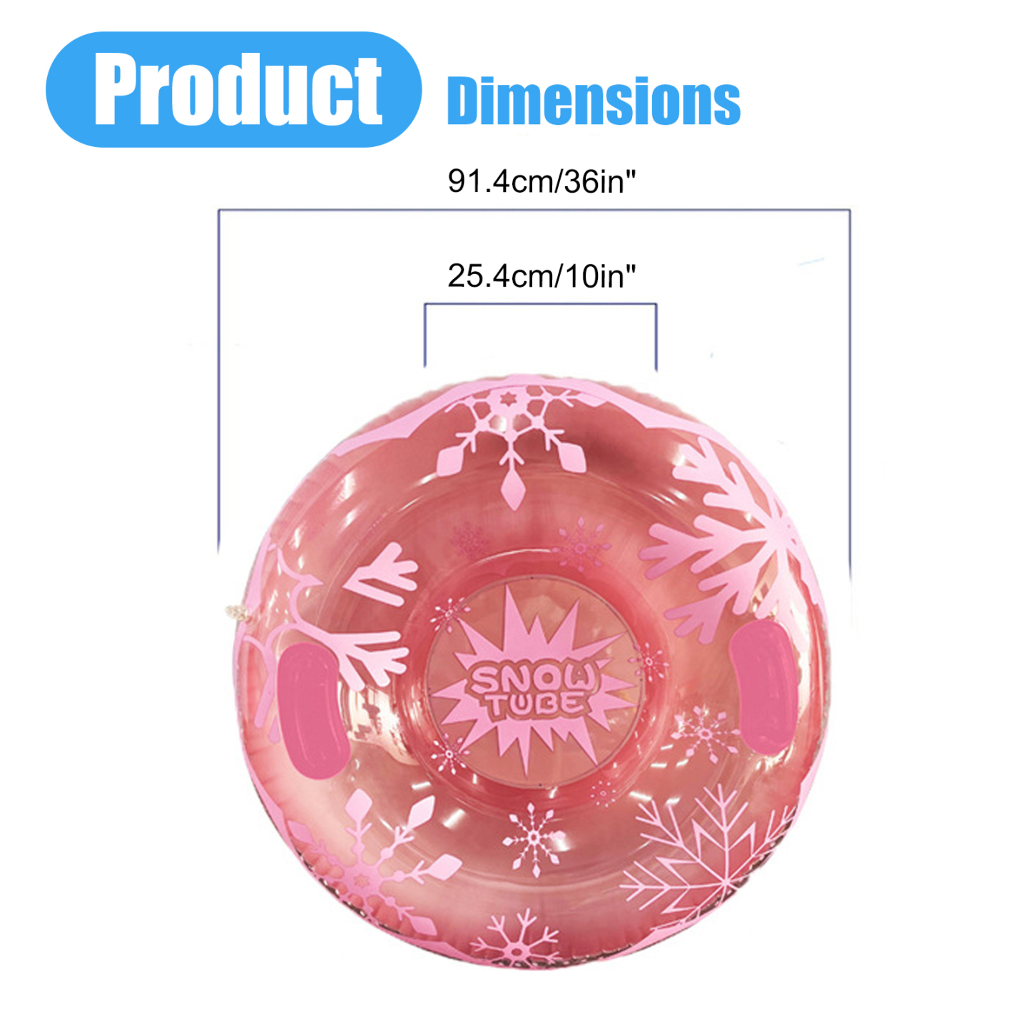 36in Thickened PVC Snow Tube – Quick-Inflation Winter Sledding Tube for Kids & Teens BTSS29H