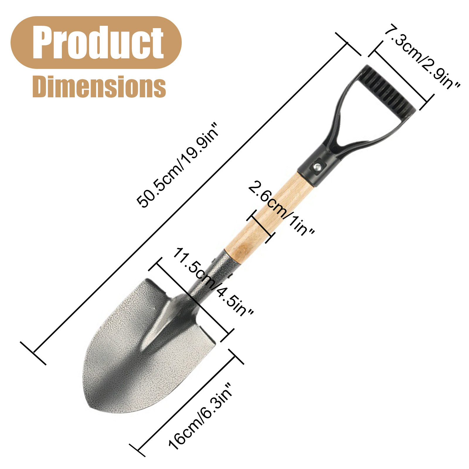 Mini Manganese Steel Shovel - Wooden Handle for Kids Snow Shoveling, Gardening & Outdoor Play