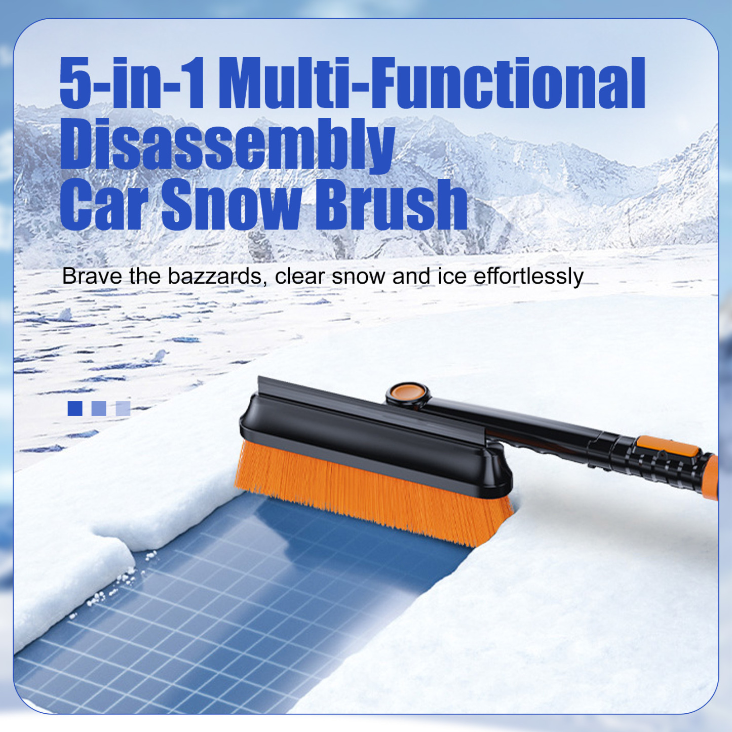 5-in-1 Detachable Snow Brush & Shovel - Telescopic Car Snow Removal Tool with 180° Rotating Head & EVA Grip for Driveway Winter Ice Clearance